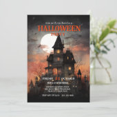 Gothic Haunted House Halloween Party Kaart (Staand voorkant)