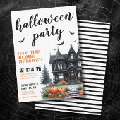 Gothic Haunted House Halloween Party Kaart