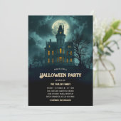 Gothic Haunted House Halloween Party Kaart (Staand voorkant)
