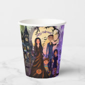 Gothic Haunted House Halloween Party Papieren beke Bekers (Voorkant)