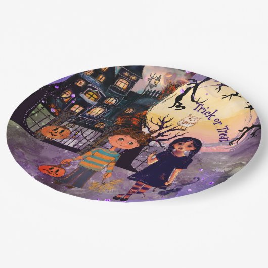 Gothic Haunted House Halloween Party servetten Papieren Bordje (Gekanteld)