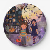 Gothic Haunted House Halloween Party servetten Papieren Bordje (Voorkant)