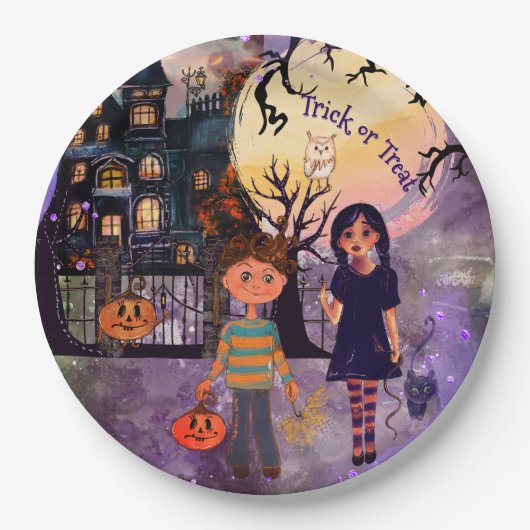 Gothic Haunted House Halloween Party servetten Papieren Bordje (Voorkant)