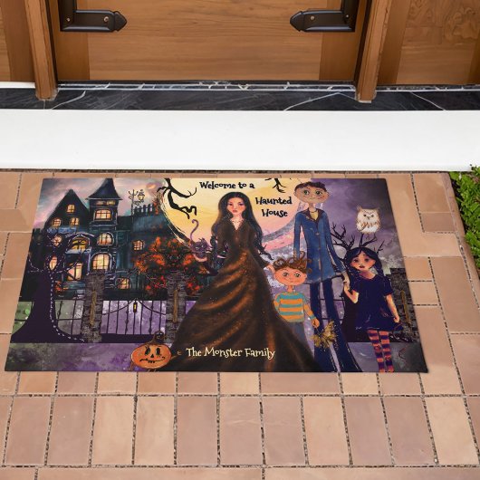 Gothic Haunted House Monster Family Deurmat