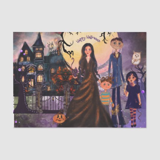 Gothic Haunted House Monster Family Tissue Paper Tissuepapier (Voorkant)