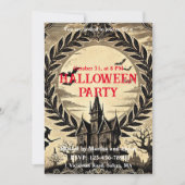Gothic Haunted House Victoriaans Halloween Party Kaart (Voorkant)