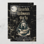 Gothic Haunted House Witch Halloween Kostuumfeest Kaart (Voorkant / Achterkant)