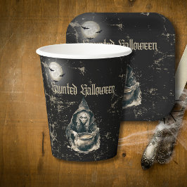 Gothic Haunted House Witch Halloween Kostuumfeest Papieren Bekers