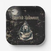 Gothic Haunted House Witch Halloween Kostuumfeest Papieren Bordje (Voorkant)