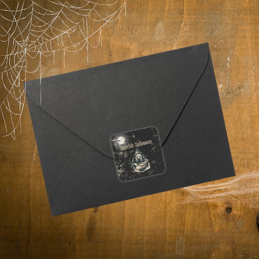 Gothic Haunted House Witch Halloween Party Vierkante Sticker
