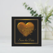 Gothic Heart Black Gold Wedding Bewaar de datum Save The Date (Staand voorkant)