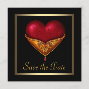Gothic Heart Black Wedding Bewaar de datum Save The Date