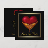 Gothic Heart Black Wedding Bewaar de datum Save The Date (Voorkant / Achterkant)