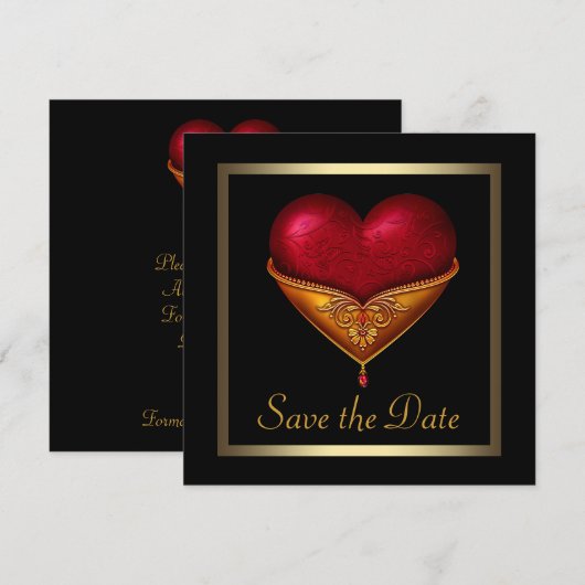 Gothic Heart Black Wedding Bewaar de datum Save The Date (Voorkant / Achterkant)