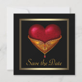 Gothic Heart Black Wedding Bewaar de datum Save The Date (Voorkant)