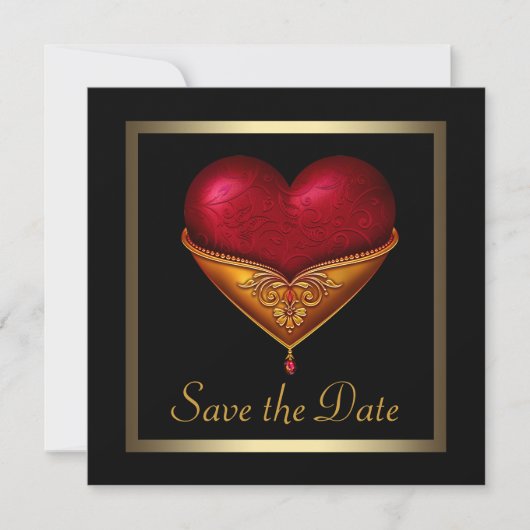 Gothic Heart Black Wedding Bewaar de datum Save The Date (Voorkant)