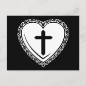Gothic Heart & Cross Briefkaart (zwart-wit) (Voorkant)