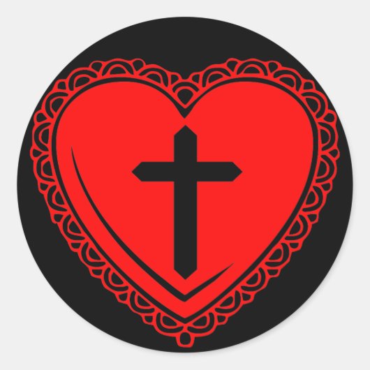 Gothic Heart + Cross Stickers (Zwart + Rood) (Voorkant)