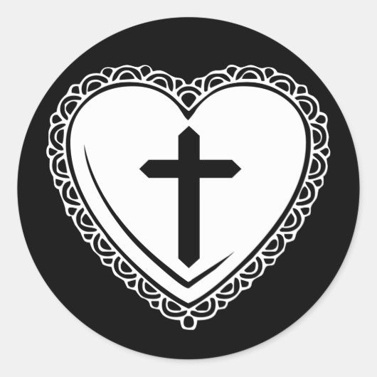 Gothic Heart + Cross Stickers (Zwart + Wit) (Voorkant)