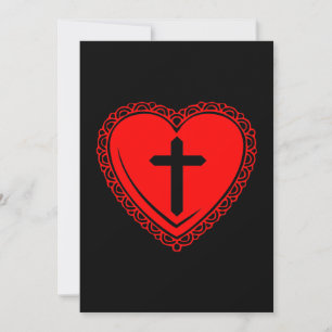Gothic Heart + Cross Uitnodigingen (Zwart + Rood)