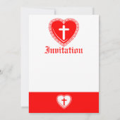 Gothic Heart + Cross Uitnodigingen (Zwart + Rood) (Achterkant)