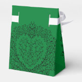 Gothic Heart-Favor Box Tent Style Green & Black Bedankdoosjes (Achterkant)