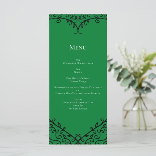 Gothic Heart Flat Menu Green & Black (Staand voorkant)