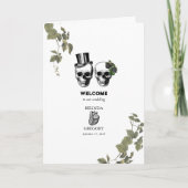 Gothic Heart Floral Skull Bruiloft Orde van Servic Programma (Voorkant)
