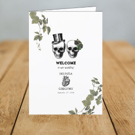 Gothic Heart Floral Skull Bruiloft Orde van Servic Programma