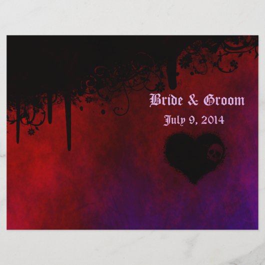 Gothic Heart Folded Wedding Programme (Voorkant)