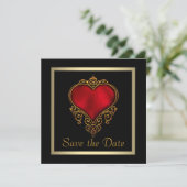 Gothic Heart Gold Gorthic Wedding Bewaar de datum Save The Date (Staand voorkant)