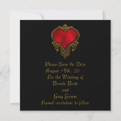 Gothic Heart Gold Gorthic Wedding Bewaar de datum Save The Date (Achterkant)