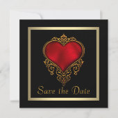 Gothic Heart Gold Gorthic Wedding Bewaar de datum Save The Date (Voorkant)
