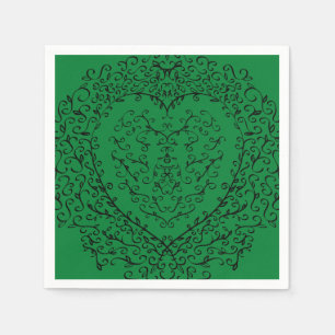 Gothic Heart Paper Napkin Green & Black 4 Servet