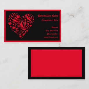 Gothic Heart Red Black Trendy Visitekaartje