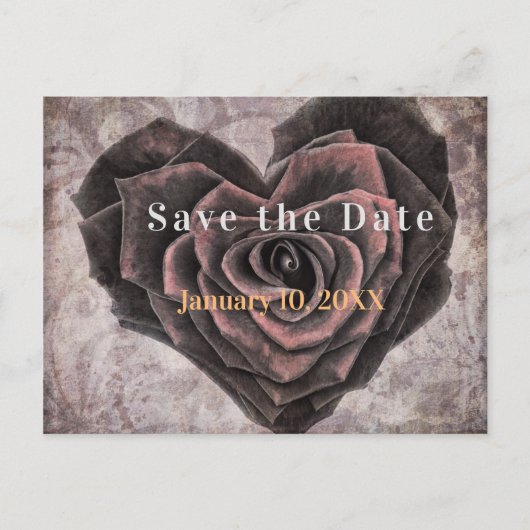 Gothic Heart Roos Dark Romance Save the Date Aankondigingskaart (Voorkant)