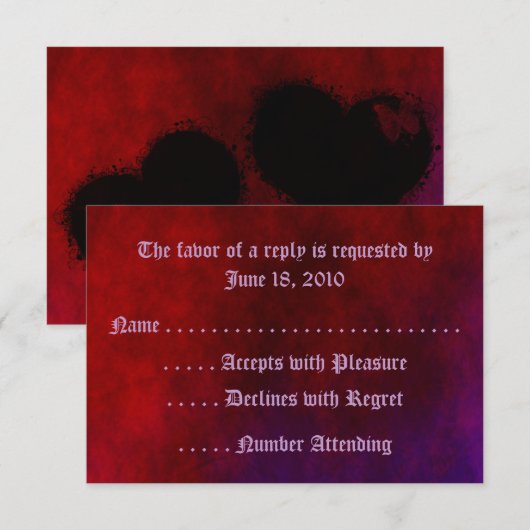 Gothic Heart RSVP-kaarten RSVP Kaartje (Voorkant / Achterkant)