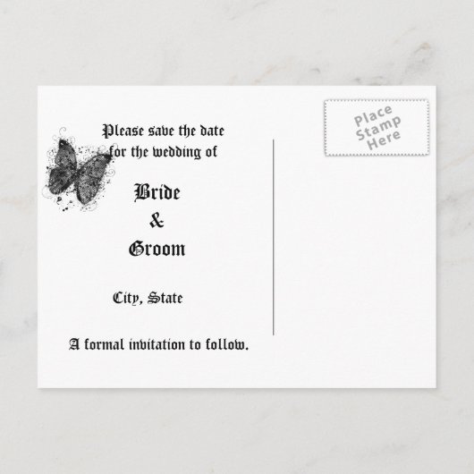 Gothic Heart Save the Date Briefkaart (Achterkant)