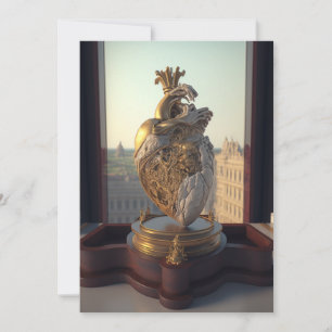 Gothic Heart sculpture op houten display Feestdagenkaart