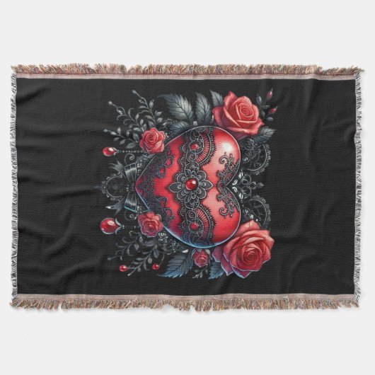 Gothic Heart Valentijns Dag Throw Deken (Voorkant)
