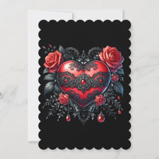 Gothic Heart Valentine Flat Greeting Card Feestdagenkaart