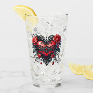 Gothic Heart Valentine Glass Tumbler