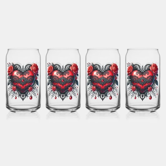 Gothic Heart Valentine Glasses Blikvorm Glas (Achterkant)