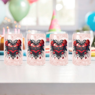 Gothic Heart Valentine Glasses Blikvorm Glas