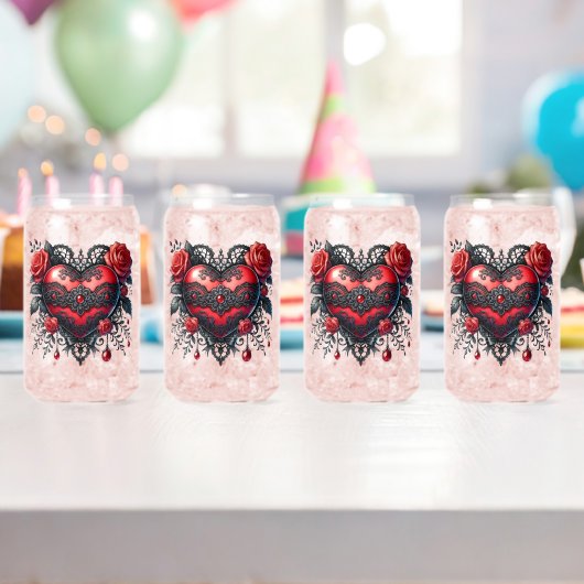 Gothic Heart Valentine Glasses Blikvorm Glas (Insitu (Verjaardag))