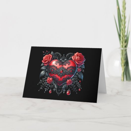 Gothic Heart Valentine Greeting Card (Blank) Kaart (Voorkant)