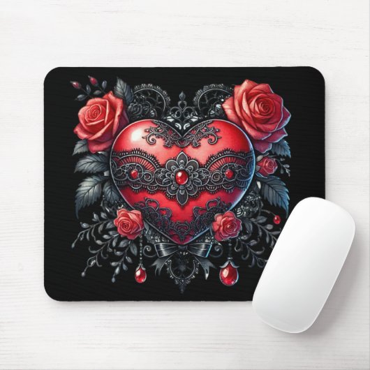 Gothic Heart Valentine Mousepad Muismat (Met muis)