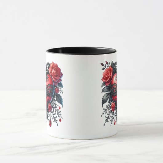Gothic Heart Valentine Mug Mok (Midden)