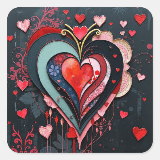 Gothic Heart Valentines Vierkante Sticker