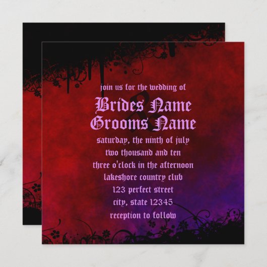 Gothic Heart Wedding Kaart (Voorkant / Achterkant)